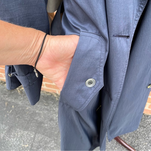 Navy silky trench coat. Jones New York. Size 12 petite - Picture 11 of 13